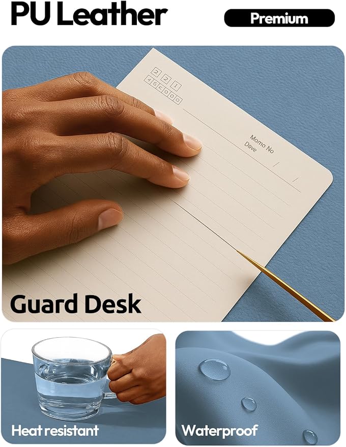 YSAGi Leather Desk Protector, Office Mat, Large Mouse Pad, Non-Slip PU Leather - Image 3