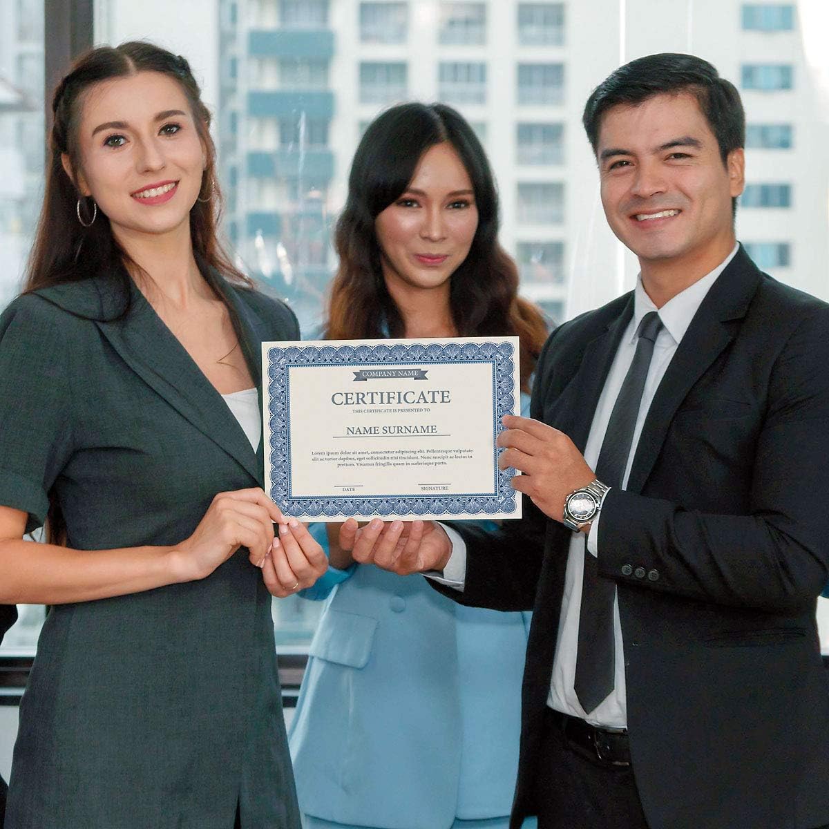Elite Blue & White Parchment Certificate Papers - Pack of 25, Laser & Inkjet Printer Compatible, For Office, Business Awards, Graduation, School Diplomas, 8-1/2" x 11" on 60 lb.Text Stock