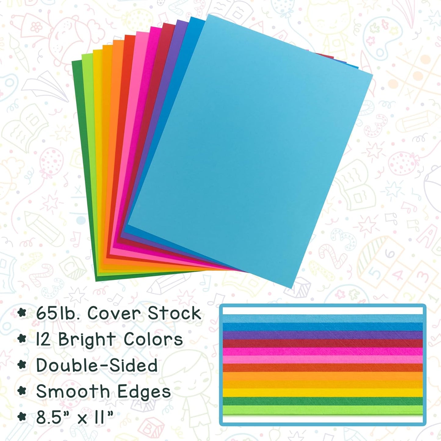 Hygloss Light Blue Bright Colored Cardstock - 8.5x11-Inch, 90 Sheets, 65 lb/ 176 gsm, Fade-Resistant, Acid-Free Color Card Stock Paper