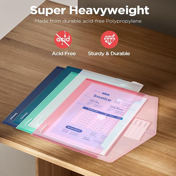 Sooez 40 Pack Plastic Envelopes, Plastic File Folders, Super Heavyweight - Image 4