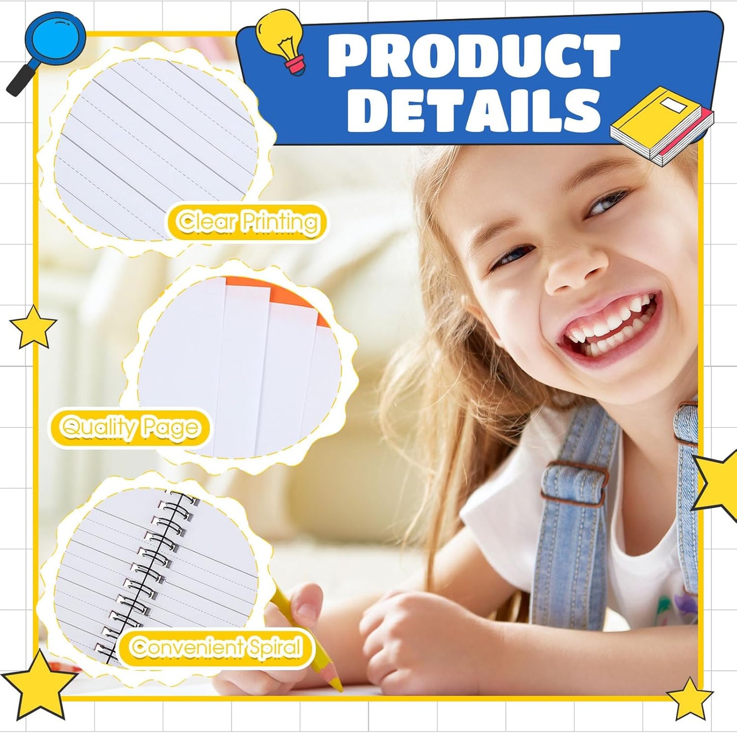 Henoyso 10 Pcs 100/50 Sheets Primary Composition Notebook K-2 Bulk Spiral Primary Journal Drawing Handwriting Practice for Kids Kindergarten 1st 2nd Back to School Supplies (Stylish Color,50 Sheets)