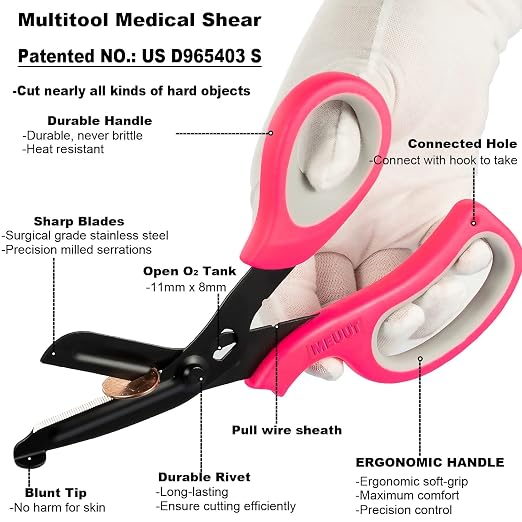 MEUUT 2 Pack Medical Scissors Trauma Shears -8 inch Patented Bandage Scissor - Image 3