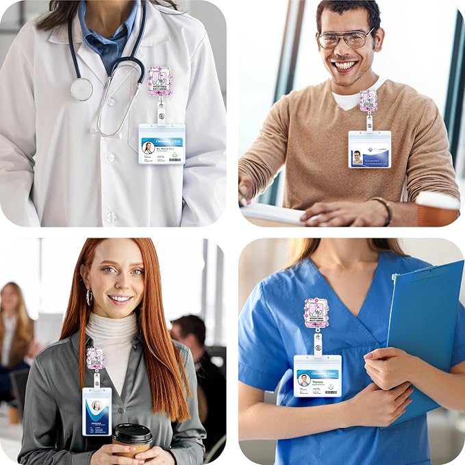 Registered Silly Goose Funny Nurse Badge Reel, Cute Pink Acrylic Retractable ID - Image 4