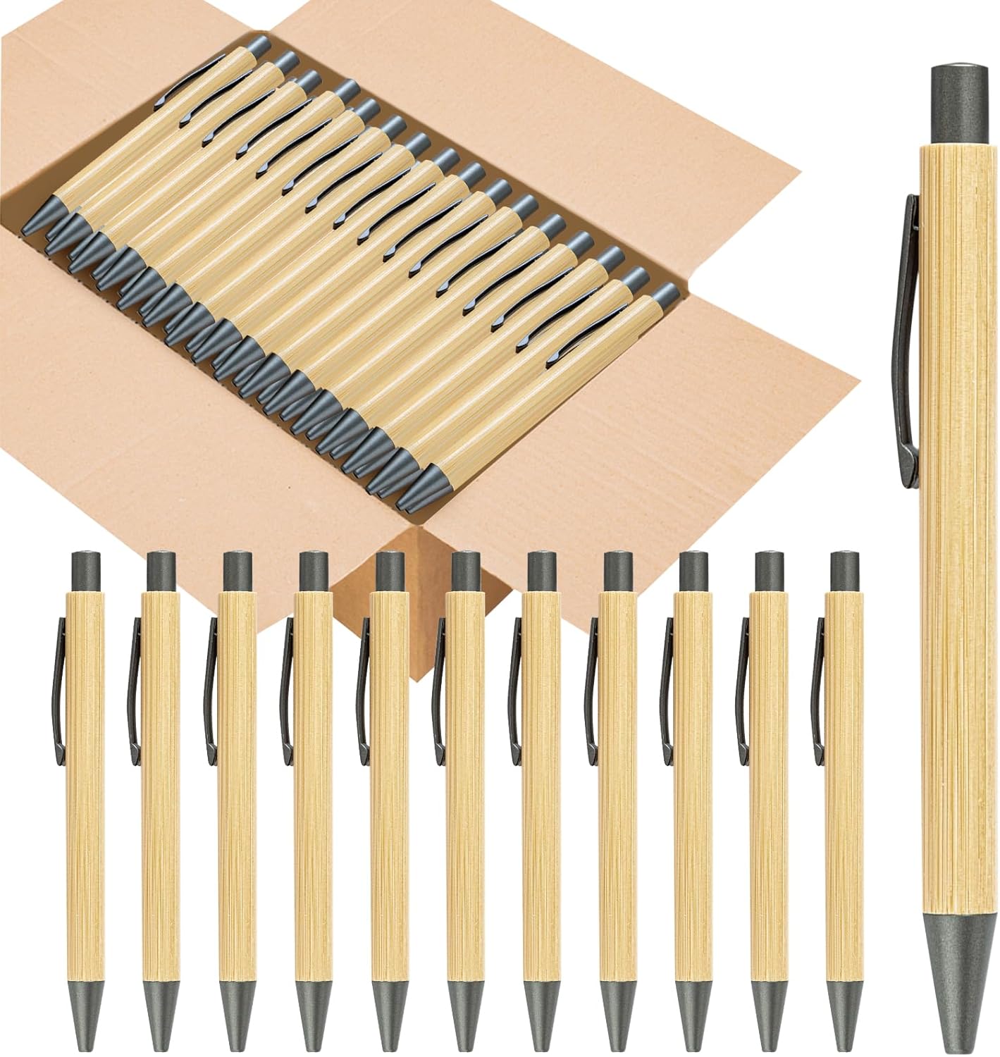 100pcs Bamboo Pens Bulk Wooden Bamboo Pens Engraving Wooden Ballpoint Pen Customizable Gift Pen Bulk