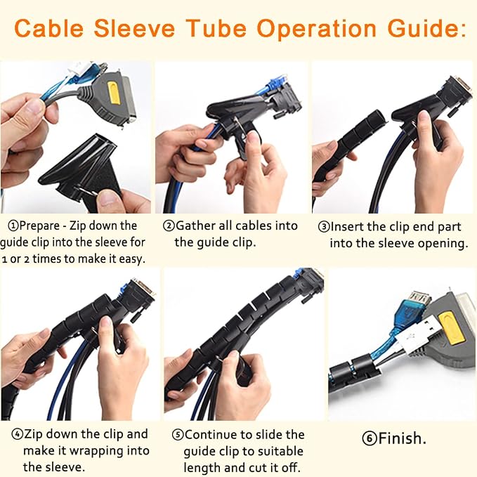 White Cable Management Sleeves 2 PCS Cord Protectors - Image 7