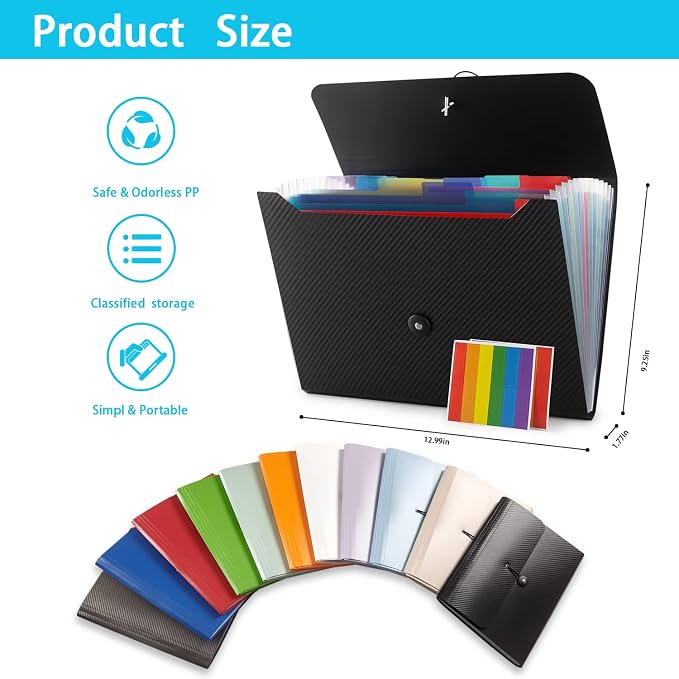 Nicfaec Expanding File Folder, File Organizer, 13 Pockets, File Organizer - Image 5