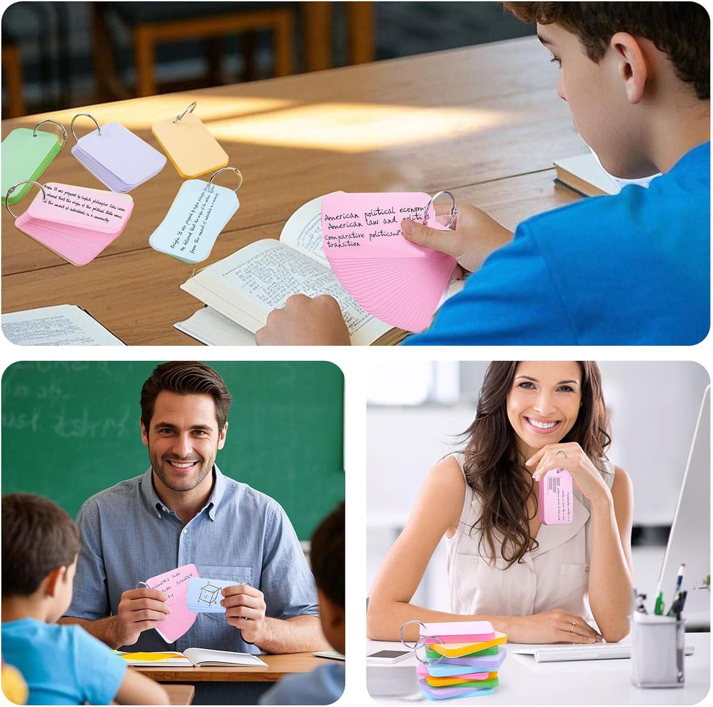 Koogel 600PCS Index Cards with Rings and Covers, 2.2x3.5 Inch Colored Index Cards for Back to School, Easy Flip Flashcard Notecard for Studying Learning College Memory Recipe Supplies, 12 Colors