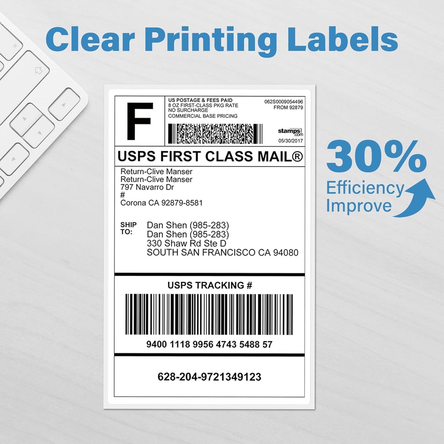 LotFancy 4x6 Thermal Labels, 1000 Shipping Labels, 4 Rolls-250 Labels per Roll, Perforated White Mailing Postage Label for Rollo, Zebra (NOT for DYMO)