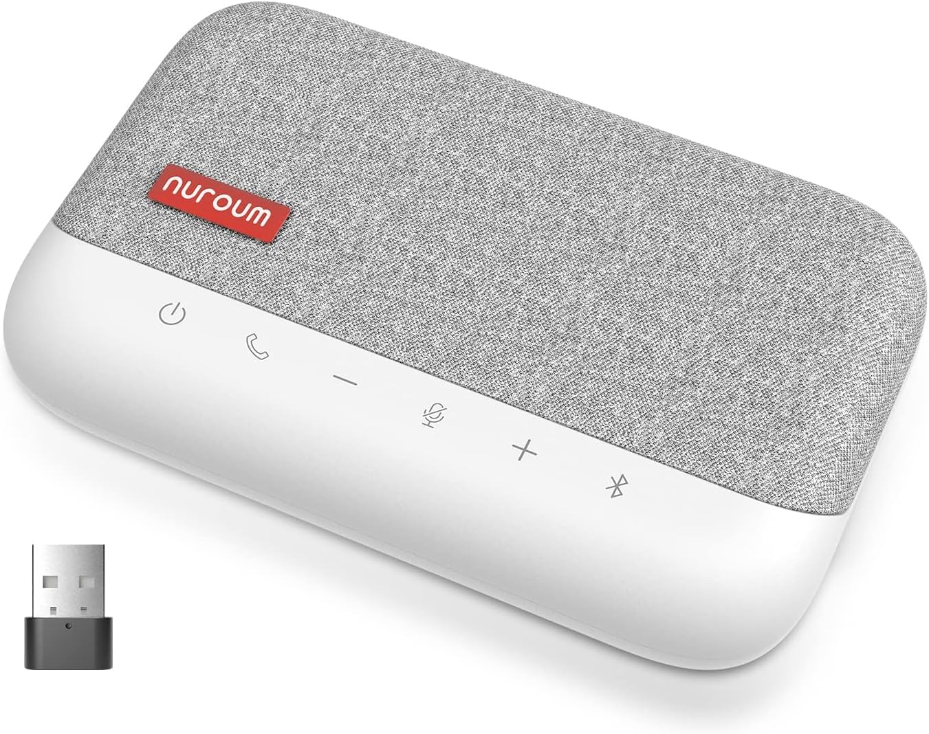 NUROUM A15 Bluetooth Conference Speaker and Microphone, 360° Voice Pick up & Noise Canceling Computer Speakerphone with 4 MEMS Mics, Daisy Chain, w/Dongle, USB Plug & Play
