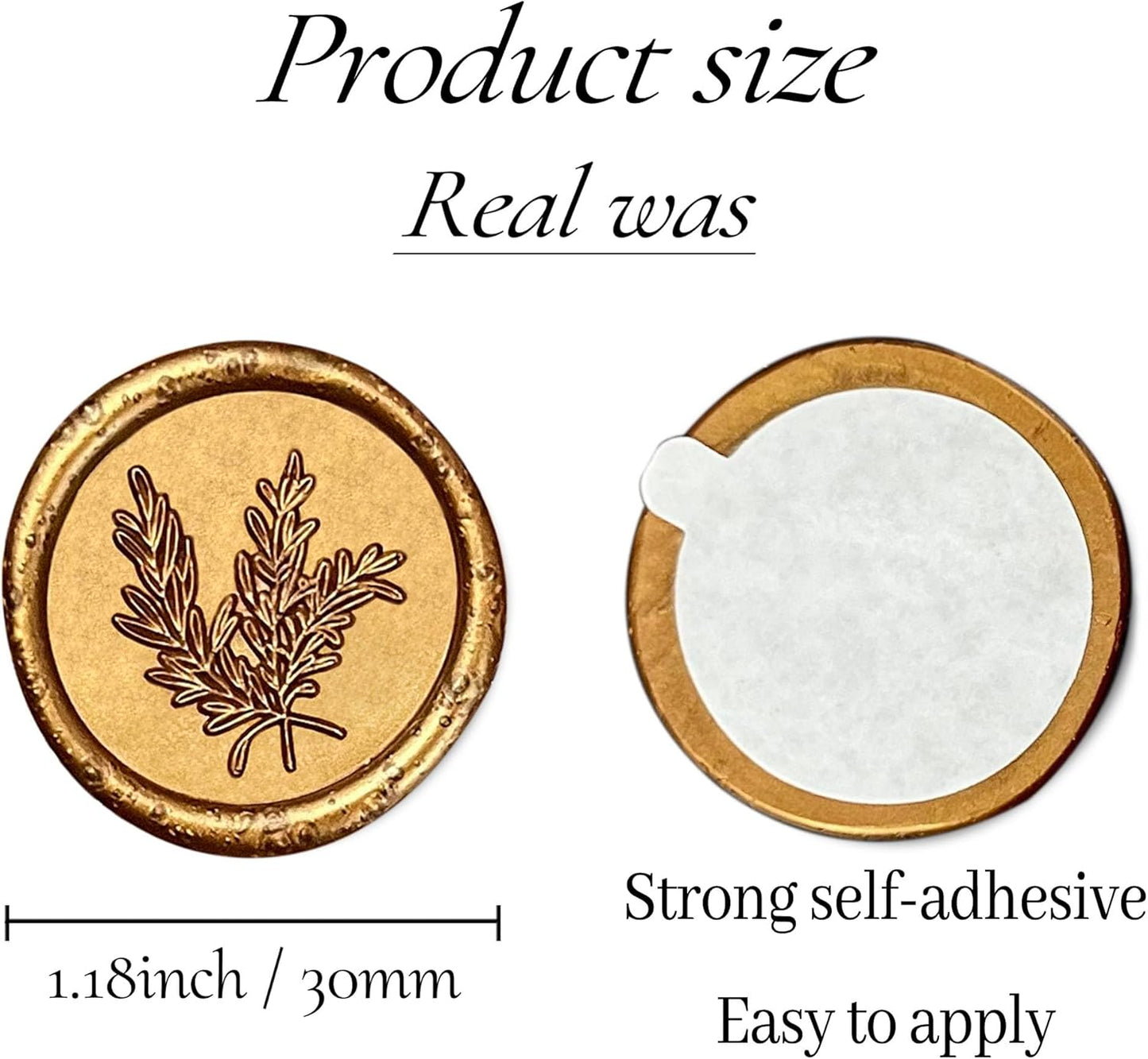 100Pcs Wax Seal Stickers Handmade Envelope Seals Self Adhesive Wax Stickers for Wedding Party Invitations, Envelope, Gift Wrap, Christmas(Rosemary Style, Antique Gold)