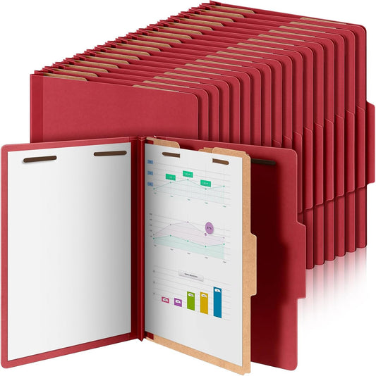 72 Pcs Classification Folders Letter Size, 1 Divider Pressboard File Folder with Fasteners, Expanding File Organizer Bulk for Teachers, Clergy, Office, Church, Christmas Donations (Red)
