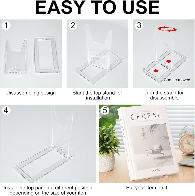 24 Pack Acrylic Book Stand for Display Adjustable Clear Display Holder Easel - Image 5