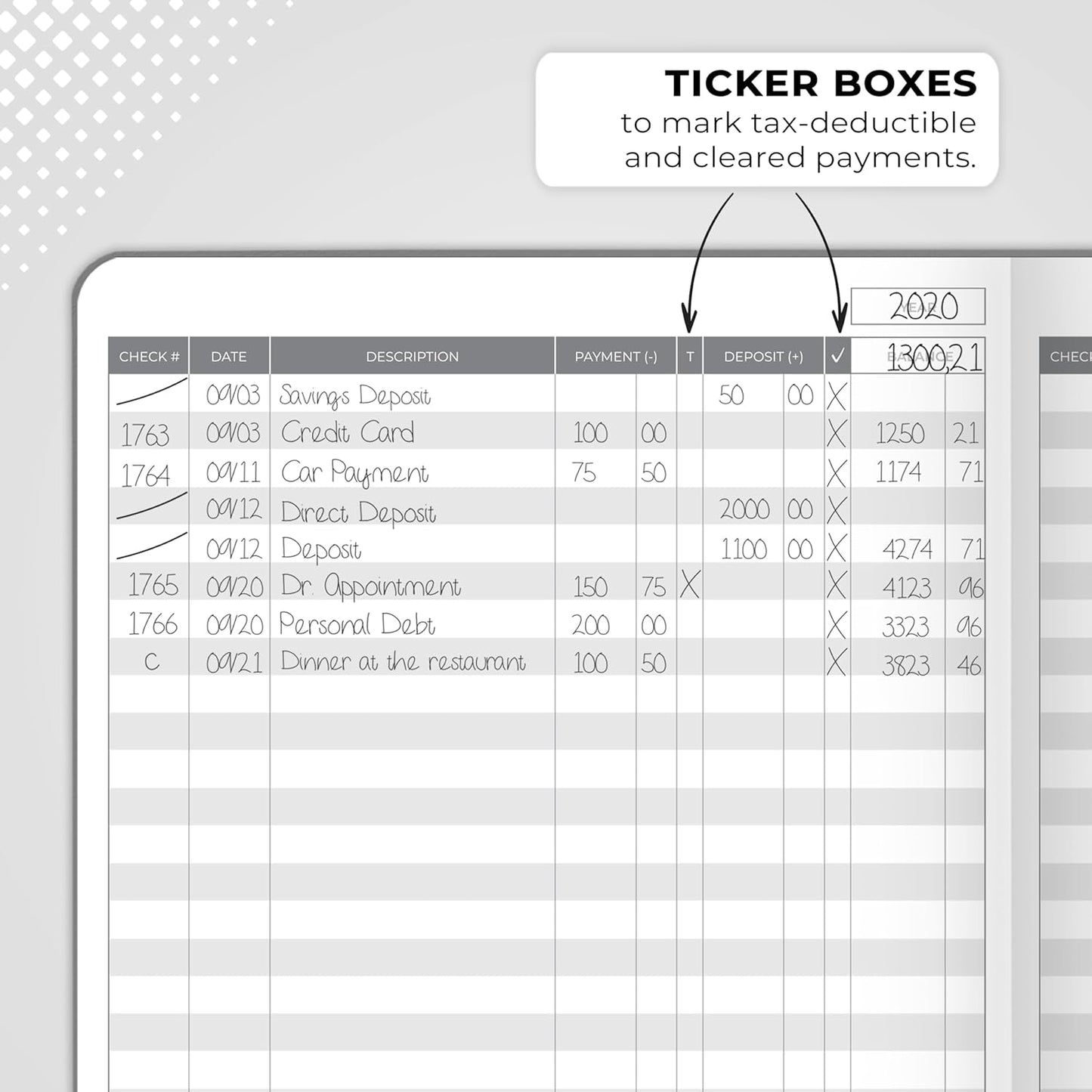 Clever Fox Check Register Book - Deluxe Transaction Register, Accounting Ledger Book, Checkbook Register & Checking Account Register Book for Personal and Work Use, Large Size, 7x10” - Gray