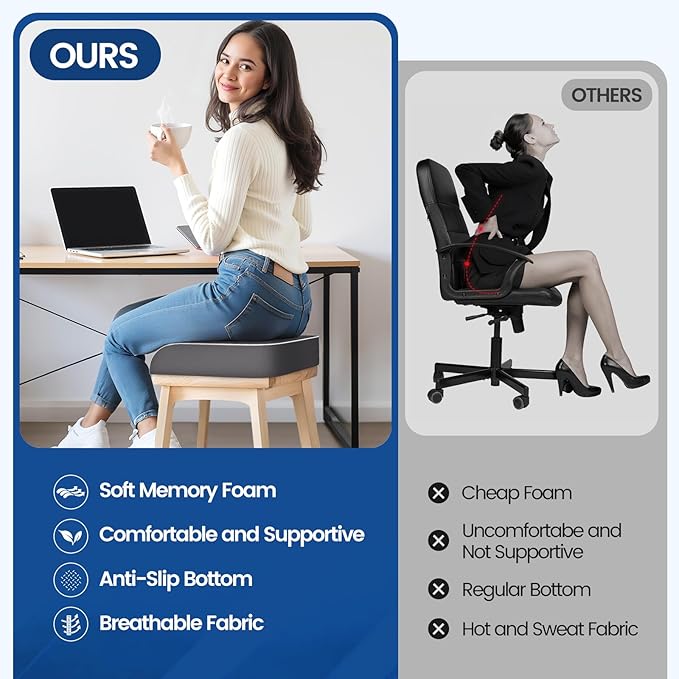 SweetSlubr Seat Cushion for Tailbone Pain Relief, Office Chair Cushion - Image 5
