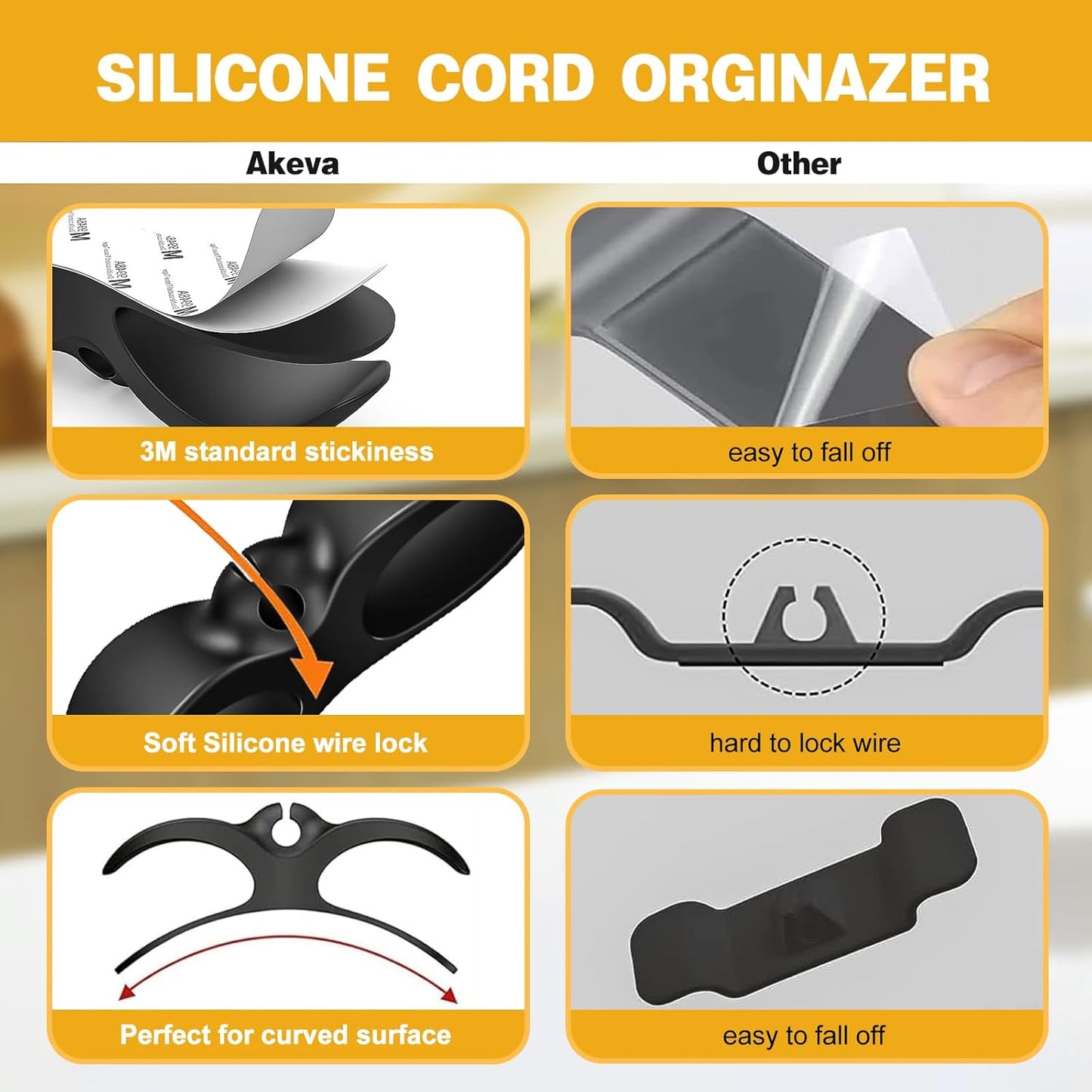 8 Pack Cord Organizer - Black Appliance Cord Organizer, Cord Wrapper and Holder for Kitchen Appliances