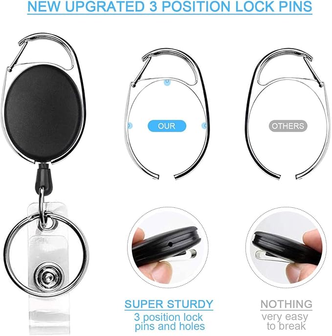 Teskyer Badge Reel, 2 Pack Retractable Badge Holders - Image 4