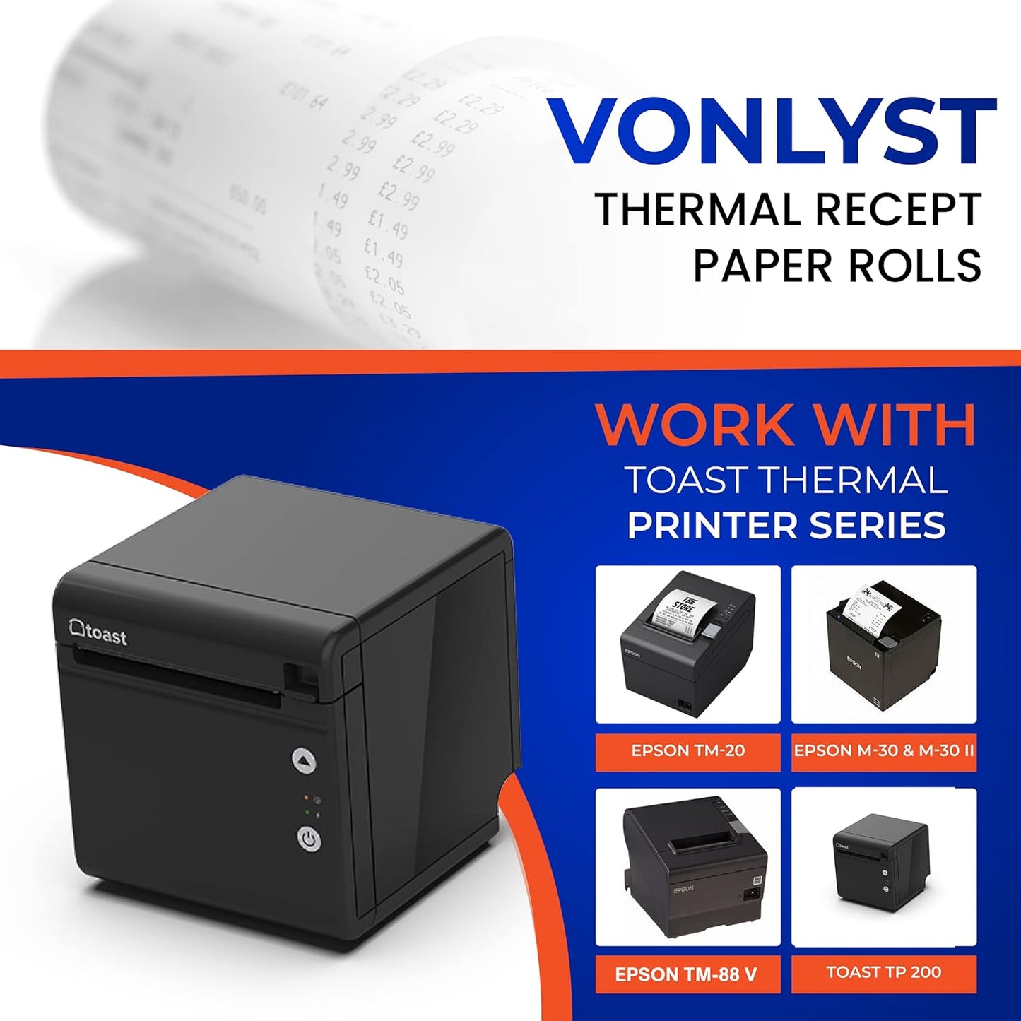 Thermal Printer Paper Roll for Toast TP200 Receipt Printer Point of Sale (06 rolls)