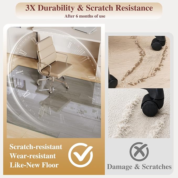 Tempered Glass Chair Mat for Carpet，30"x55" Office Mats for Rolling Chairs - Image 3