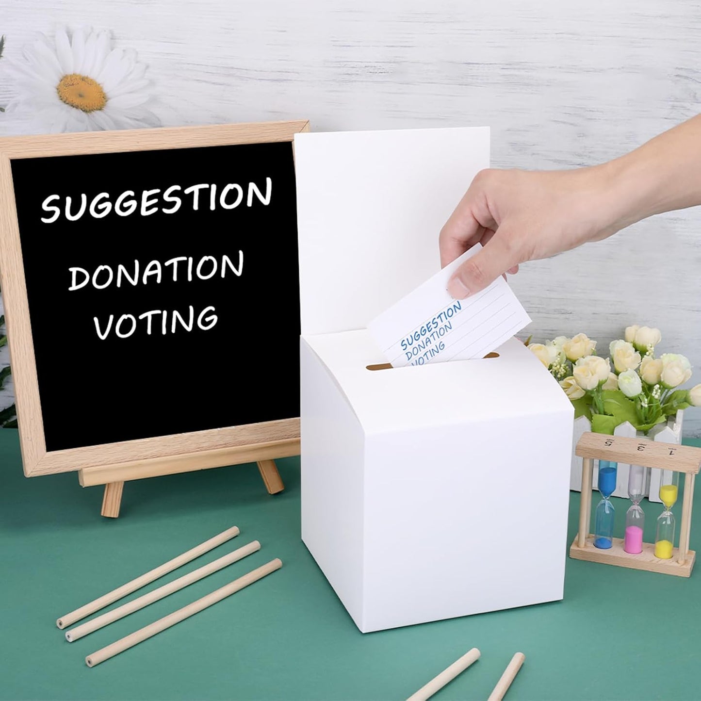 48 Pack Raffle Box Donation Box for Fundraising, Ballot Cardboard Boxes with Slot for Ticket and Removable Header Charity for Collecting Business Card Voting Contes, 6 x 6 x 6 Inch