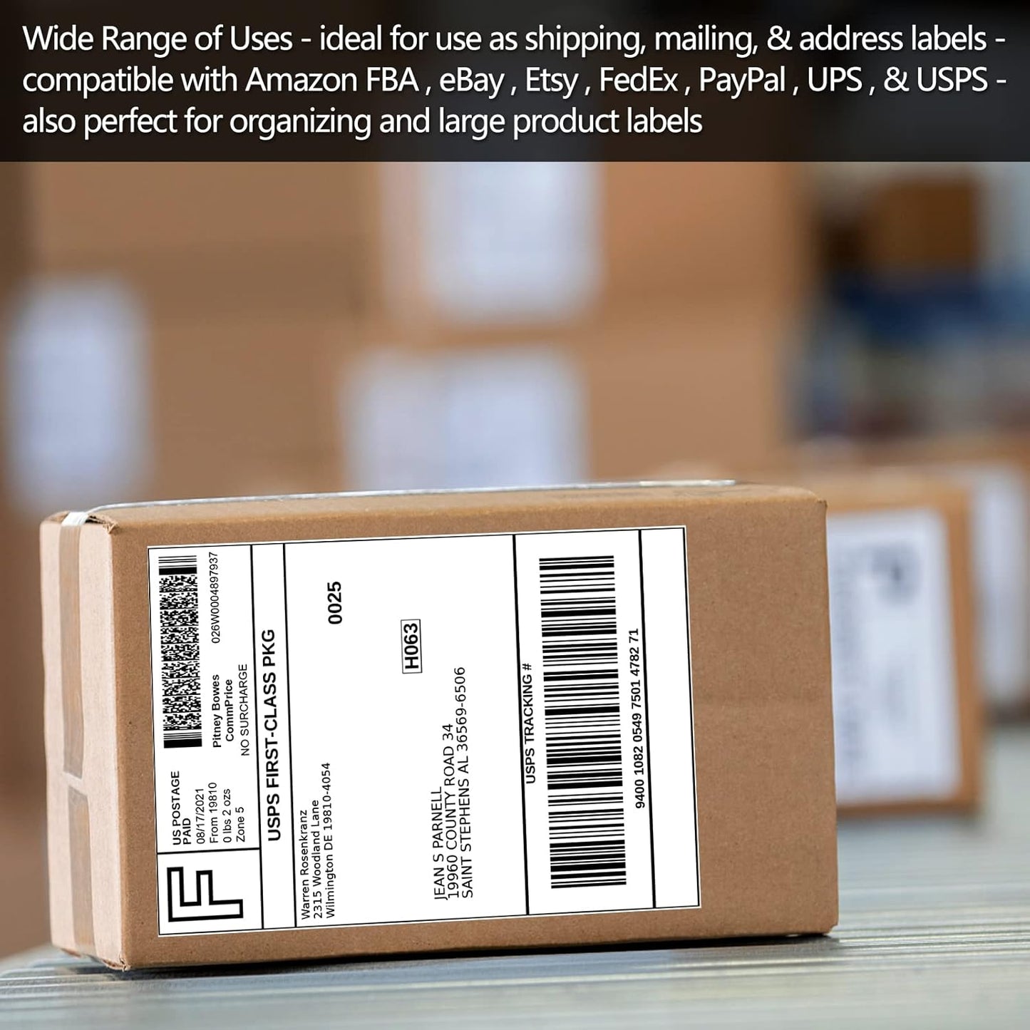 Half Page Self Adhesive Shipping Labels, 8.5" x 5.5" Shipping Labels Compatible Laser & Inkjet Printer 2 Label Per Sheet (250 sheets-500 Label)