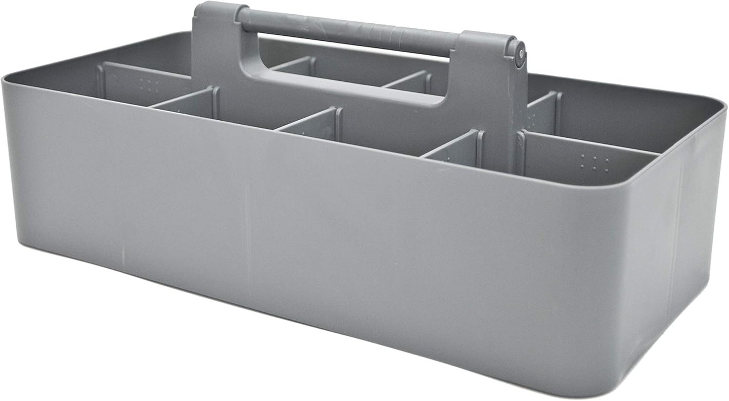 -Large Portable Caddy, DIY Dividers, 8 Compartments, School Office Supplies Home Business Organizer,Portable Basket with Handle Storage Made in USA (4 PACK, Orion Gray)