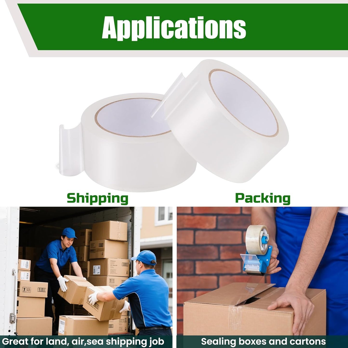 Lichamp Clear Packing Tape, 12 Rolls Heavy Duty Packaging Tape Refill for Moving Boxes, Mail Shipping Supplies, 1.88 inch x 55 Yard x 2.6 mil, A212TP