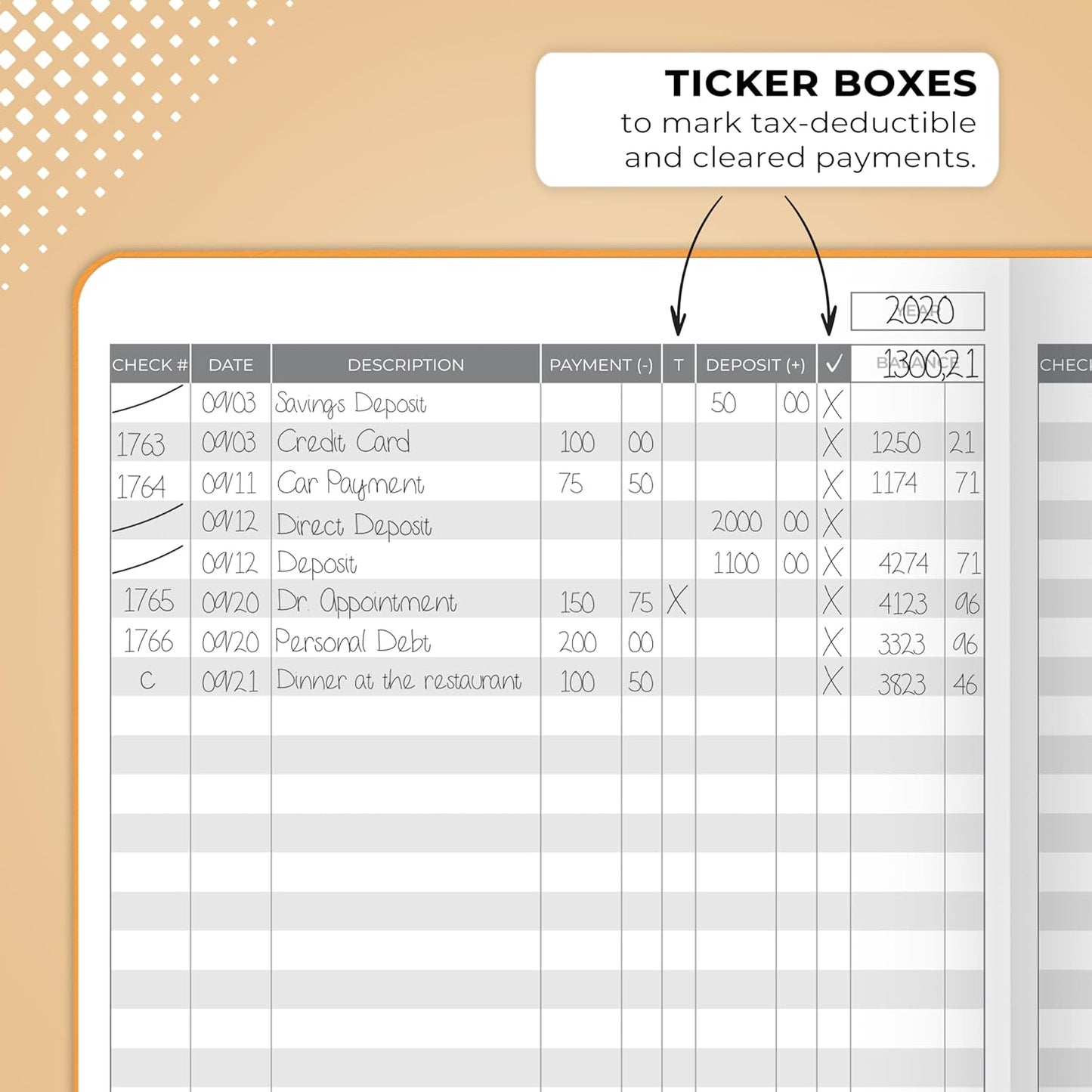 Clever Fox Check Register Book - Deluxe Transaction Register, Accounting Ledger Book, Checkbook Register & Checking Account Register Book for Personal and Work Use, A5 Hardcover - Yellow