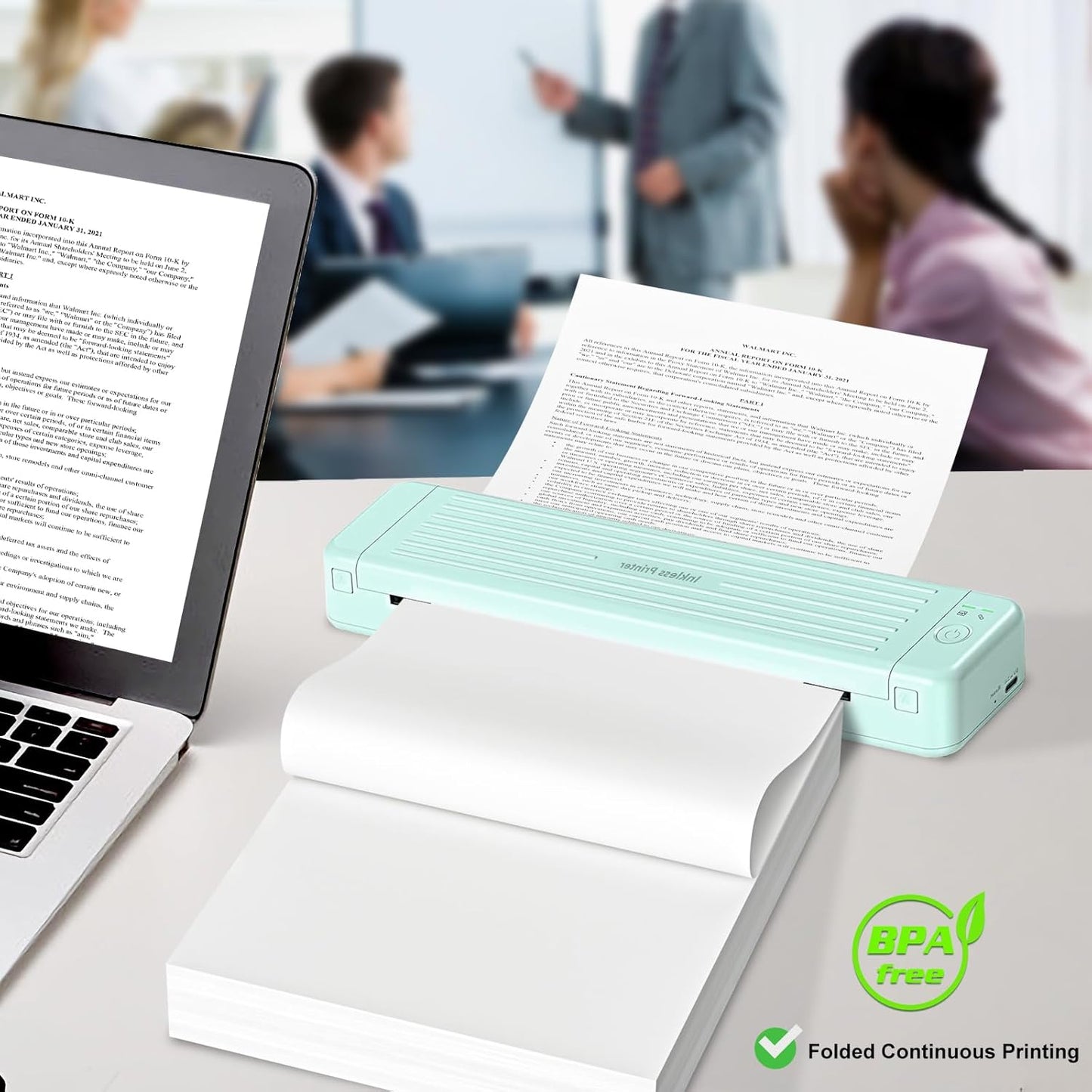 Thermal Printer Paper 8.5 x 11 Inch, Quick-Dry US Letter Thermal Paper, Compatible with M08F M832 Portable Printer, Continuous Perforated Folding Thermal Printer Paper for Office, Contract, 100 sheets