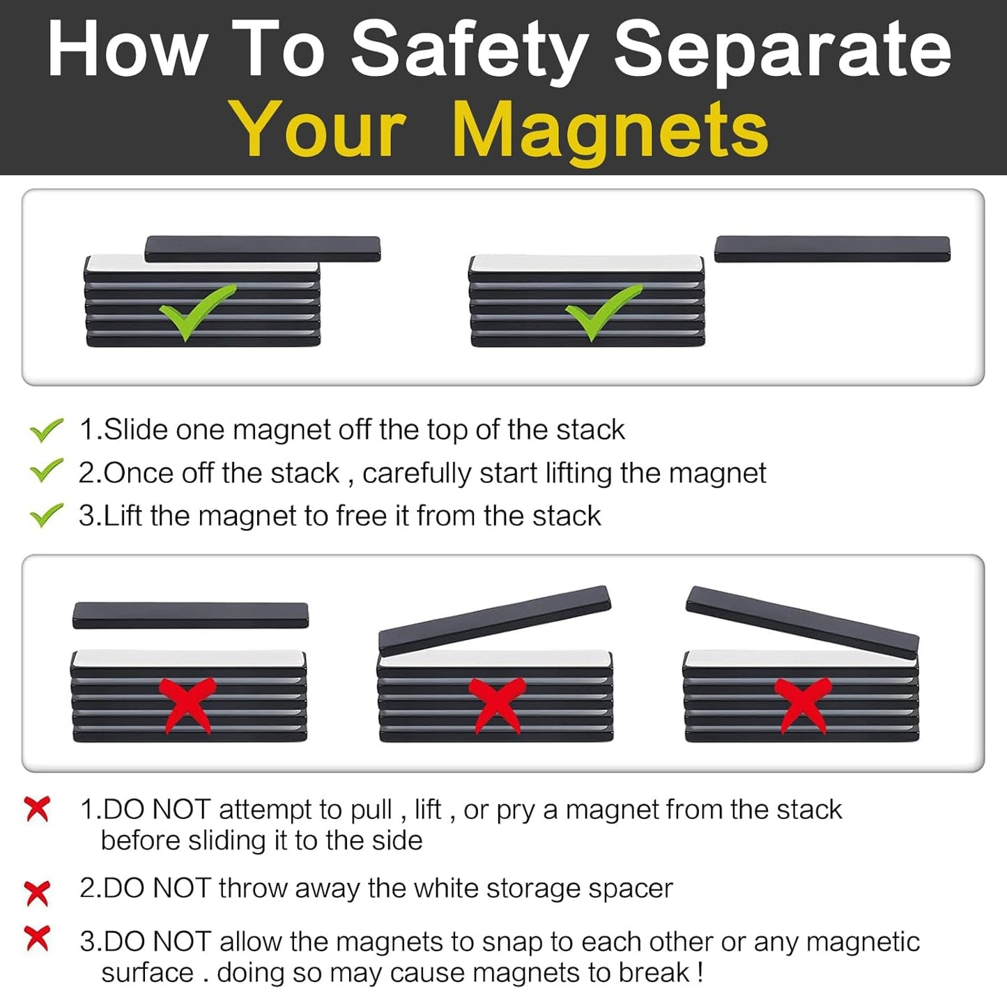 LOVIMAG Strong Neodymium Bar Magnets - Waterproof Rare Earth Magnets with Epoxy Coating and Double Sided Adhesive for Fridge, Tool Room, Locker, Kitchen - Pack of 12
