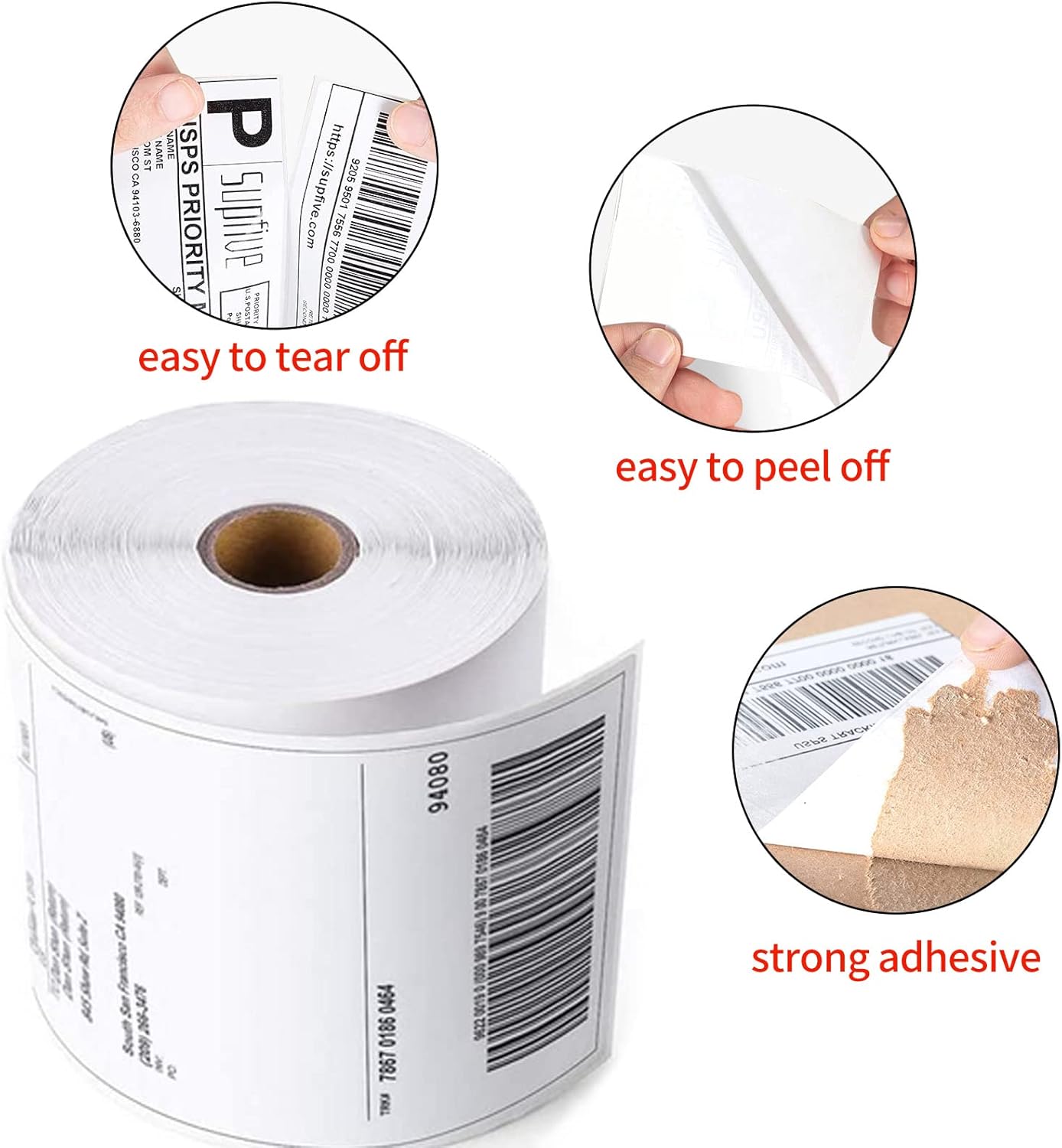 Industrial Labels 4x6 Roll - 5000 Direct Thermal Perforated Postage Shipping Labels for Rollo, Zebra, MUNBYN and Polono Printers (NOT for DYMO)