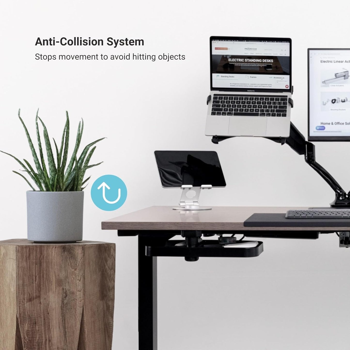 Progressive Desk Stand Up Height Adjustable Electric Standing Desk - 48" x 30" with Dual Motor, 3 Stages Sit Stand Table - Gray Oak, Gray Frame