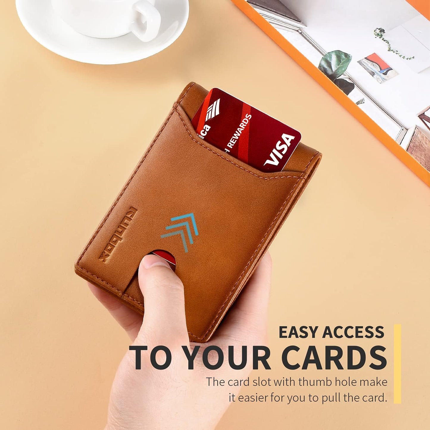 RUNBOX Novelty Wallet for Men Slim 11 Credit Card Holder Slots Leather RFID Blocking Small Thin Men's Wallet Bifold Minimalist Front Pocket Large Capacity Gift Box
