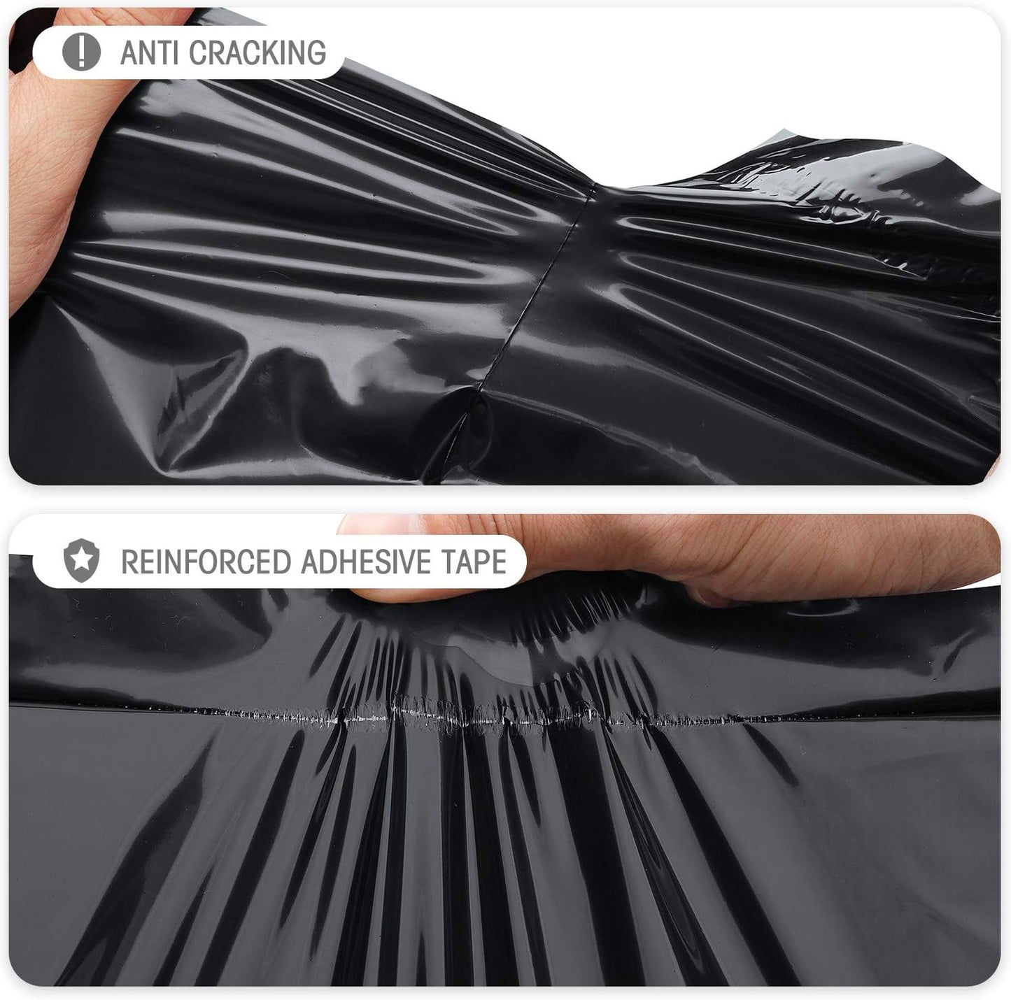 Fuxury Large Poly Mailers 24x24 50 Pack Plastic Shipping Bags Envelops Self Sealing Envelopes Enhanced Durability Multipurpose Envelopes Keep Items Safe Protected,Black