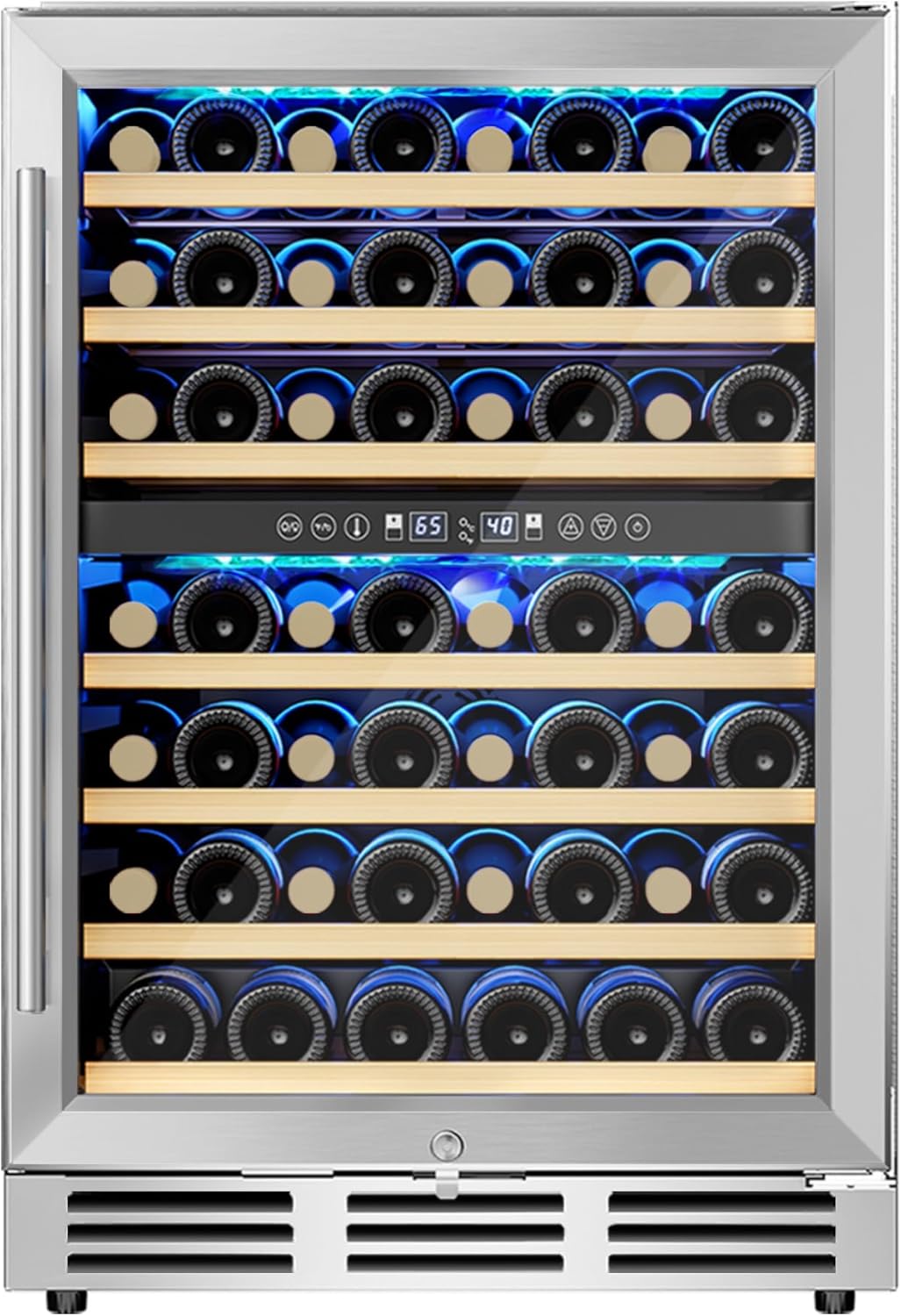 EUHOMY 24 Inch Wine Cooler Refrigerator 54 Bottl-Dual Zone, Built-in or Freestanding Wine Fridge with Glass Door, Wine Refrigerator for Home Bar Kitchen