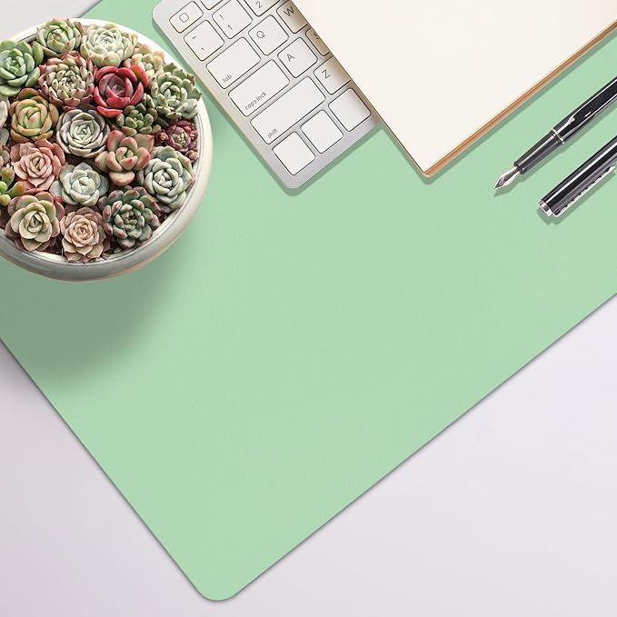 Desk Pad Mat, Leather Green Desk Mat - Image 8