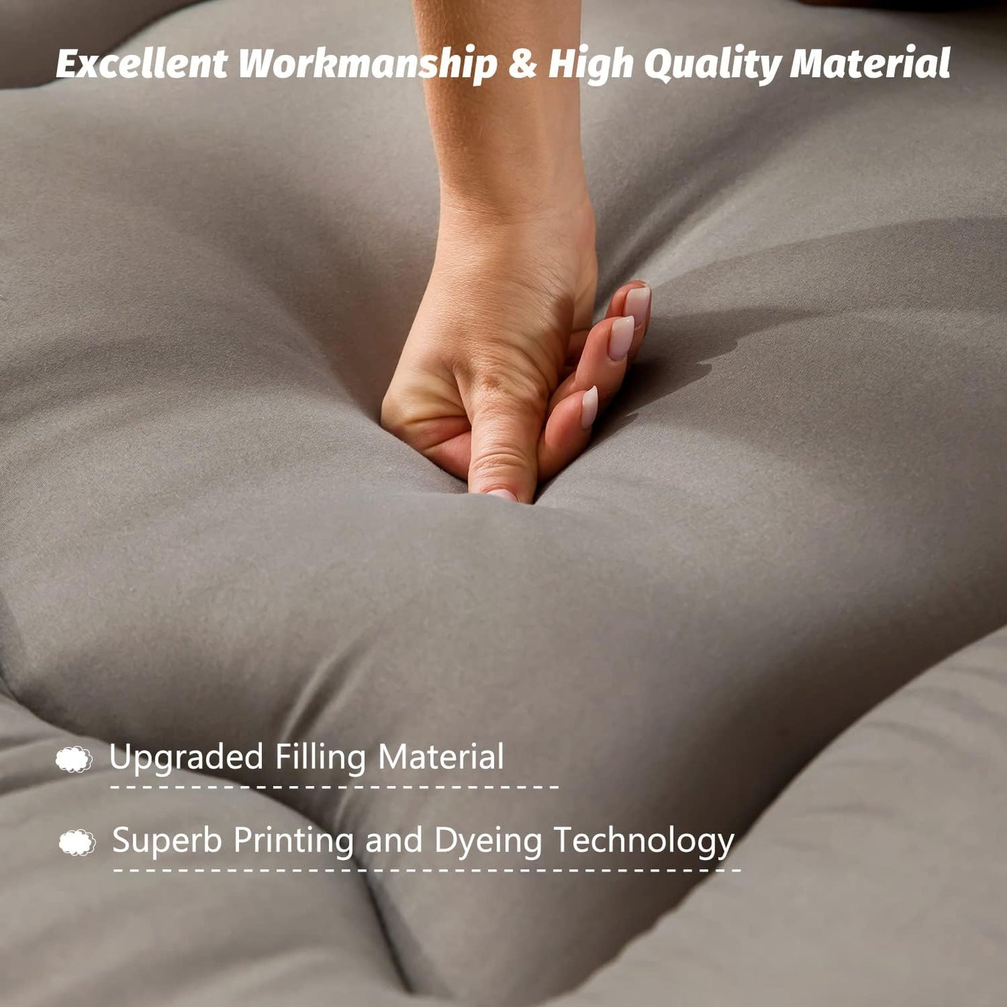MAXYOYO Japanese Floor Mattress Futon Mattress, 4" Thicken Tatami Mat Sleeping Pad Foldable Roll Up Mat Boys Girls Dormitory Pad Kids Floor Lounger Pillow Bed, Charcoal Grey, Full Size