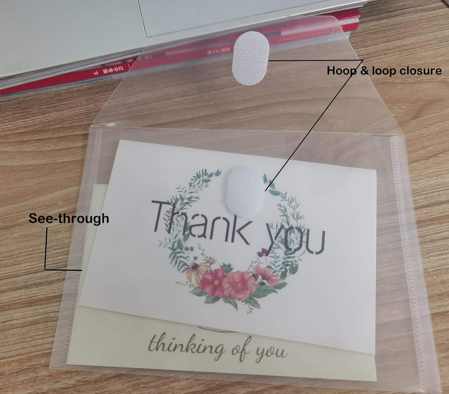 5x7 Small Plastic Envelopes Receipt Check Storage File Holder Case 10 Pack Hook & Loop Closure (clear-10 Pack)