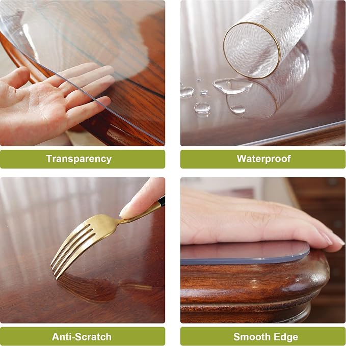 OstepDecor 30 x 72 Inch Clear Table Cover Protector, 2mm Thick Clear Plastic - Image 3