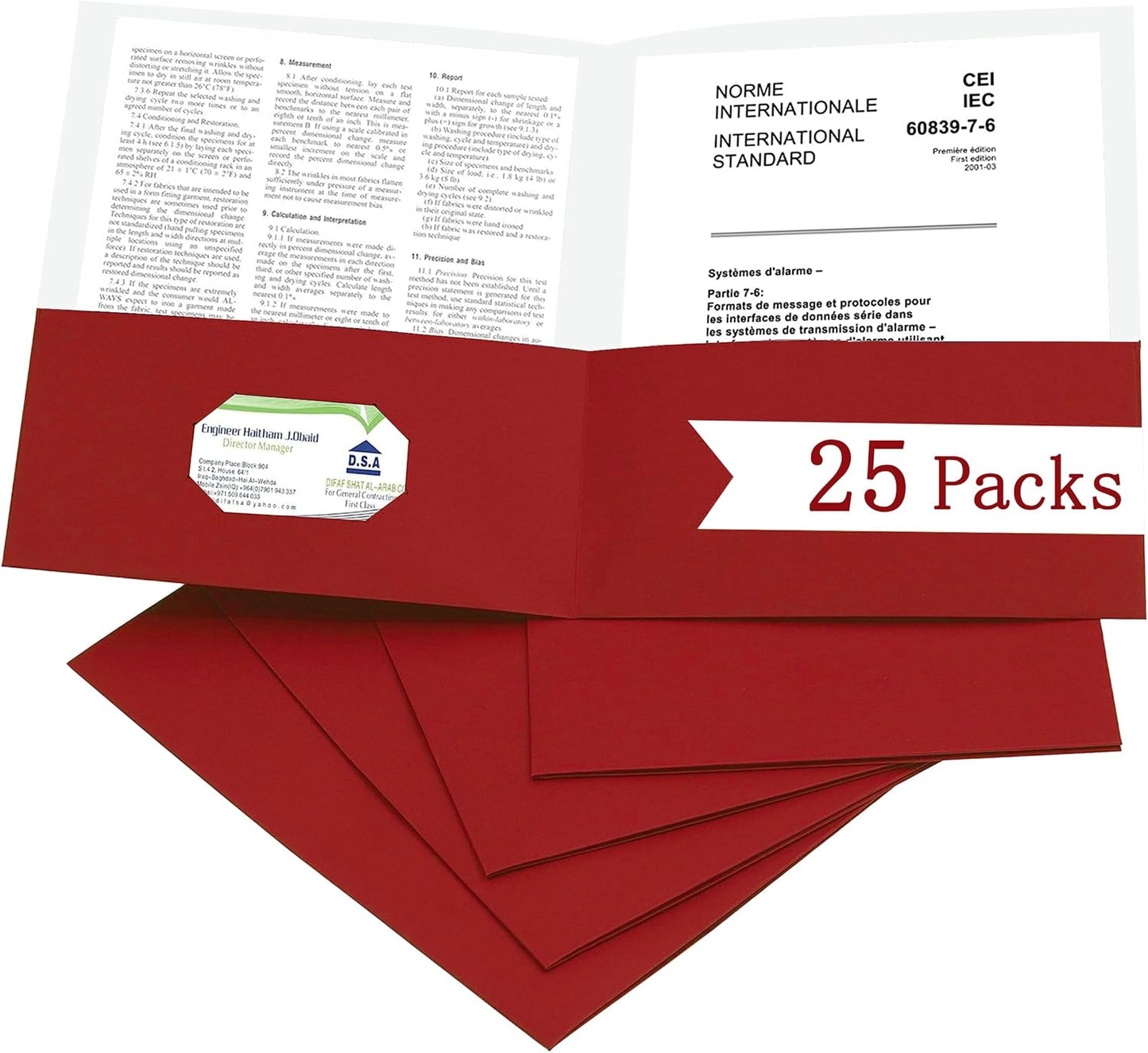 Zzrywuty 25 Packs Paper Folders with Pockets for Students,Businessmen and Office Workers,Letter Size,Two Pocket Folders with Card Slot for Office,Business,School Supplies (Red)