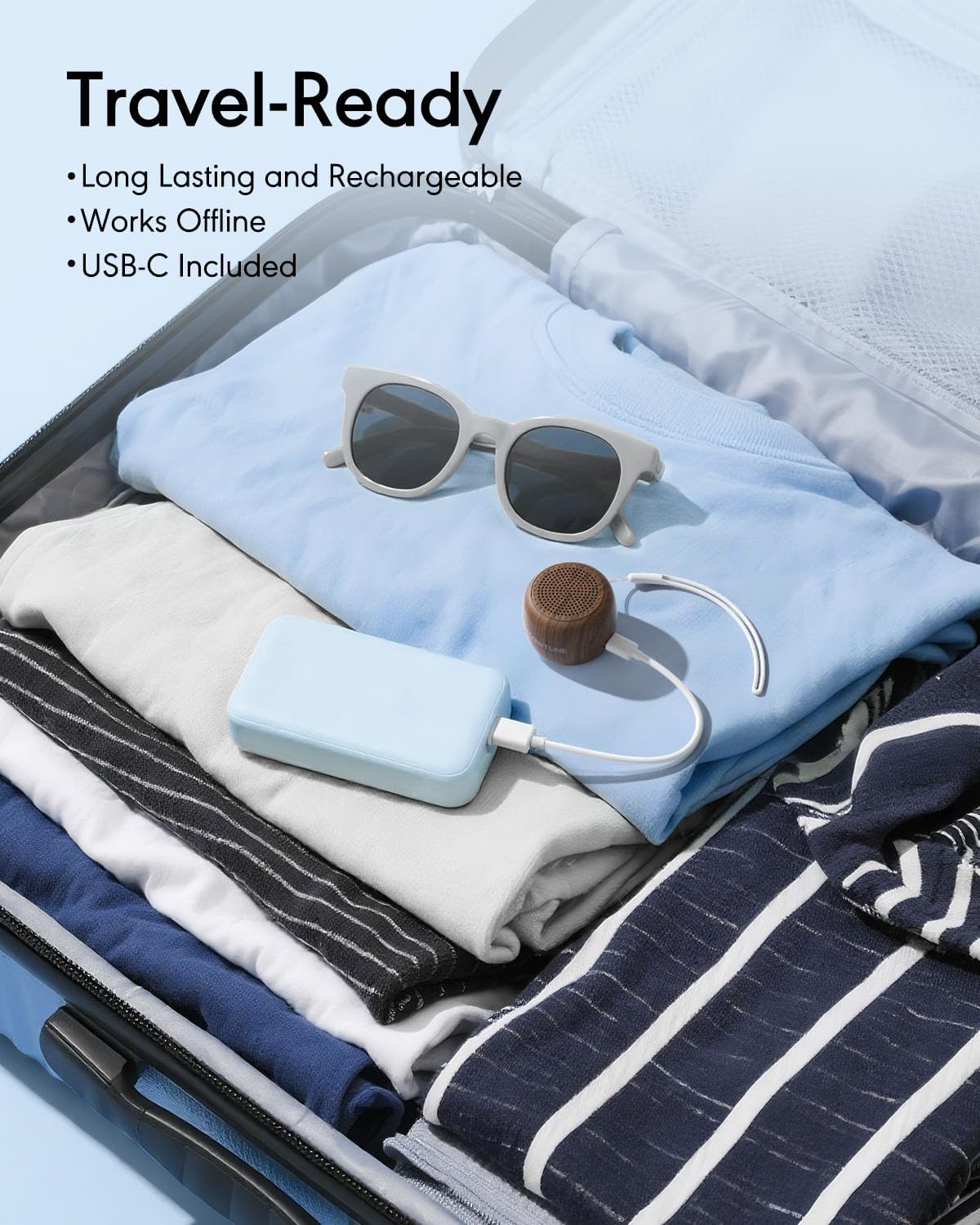 Sound Machine Flowtune White Noise Machine for Baby Adults, Mini Portable Sound Machine for Travel, 6H Timer, 18 Soothing Sleep Sounds Gift (Wood Grain)