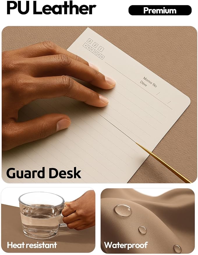 YSAGi Leather Desk Protector, Office Mat, Large Mouse Pad, Non-Slip PU Leather - Image 3