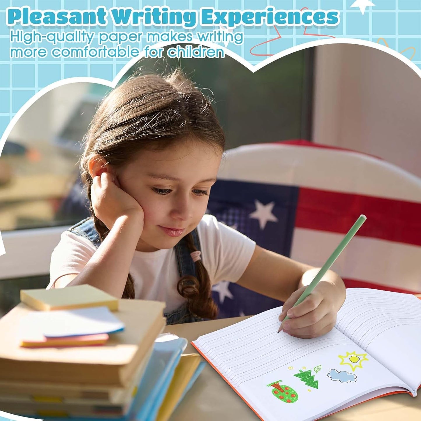 Henoyso 12 Pcs 120 Pages Primary Composition Notebooks K-2 9 3/4 x 7 1/2 Inch Journals Primary Journals Blank Books for Kids to Write Stories Kindergarten (Classic Color)