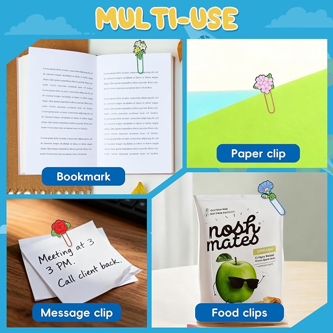 30 PCS Flower Paper Clips Metal Paperclip Large Size Paper Clip Cute Bookmark - Image 6