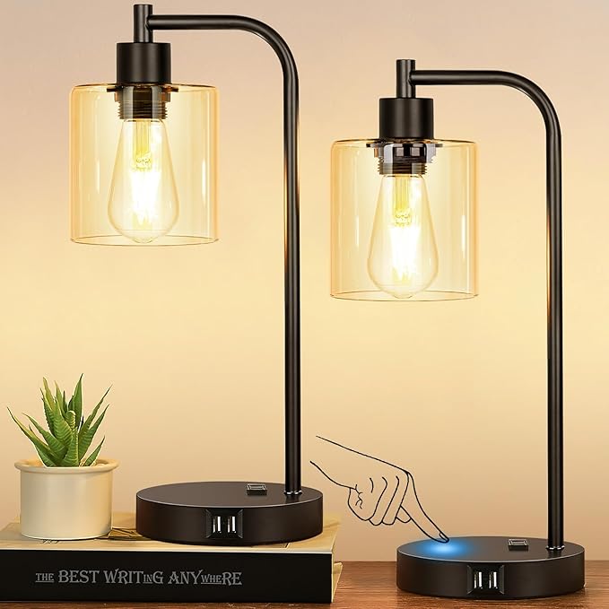 Set of 2 Industrial Touch Control Table Lamps by Nintiue