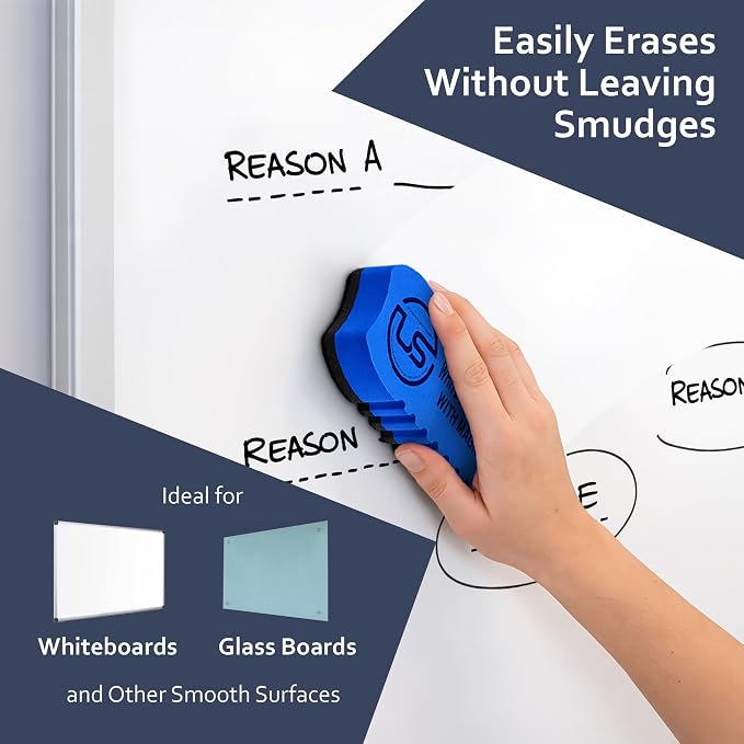 Magnetic Dry Erase Eraser 2 Pack Felt Whiteboard and Glass Board Cleaner | Use: - Image 5