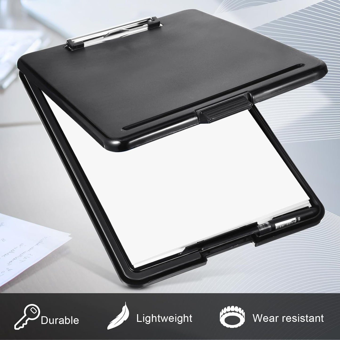 Epakh 18 Pcs Clipboard with Storage Bulks Plastic Storage Foldable Nursing Clipboard with Low Profile Clip for Student Teacher Nurse Employee, 9.5 x 13.5 Inch