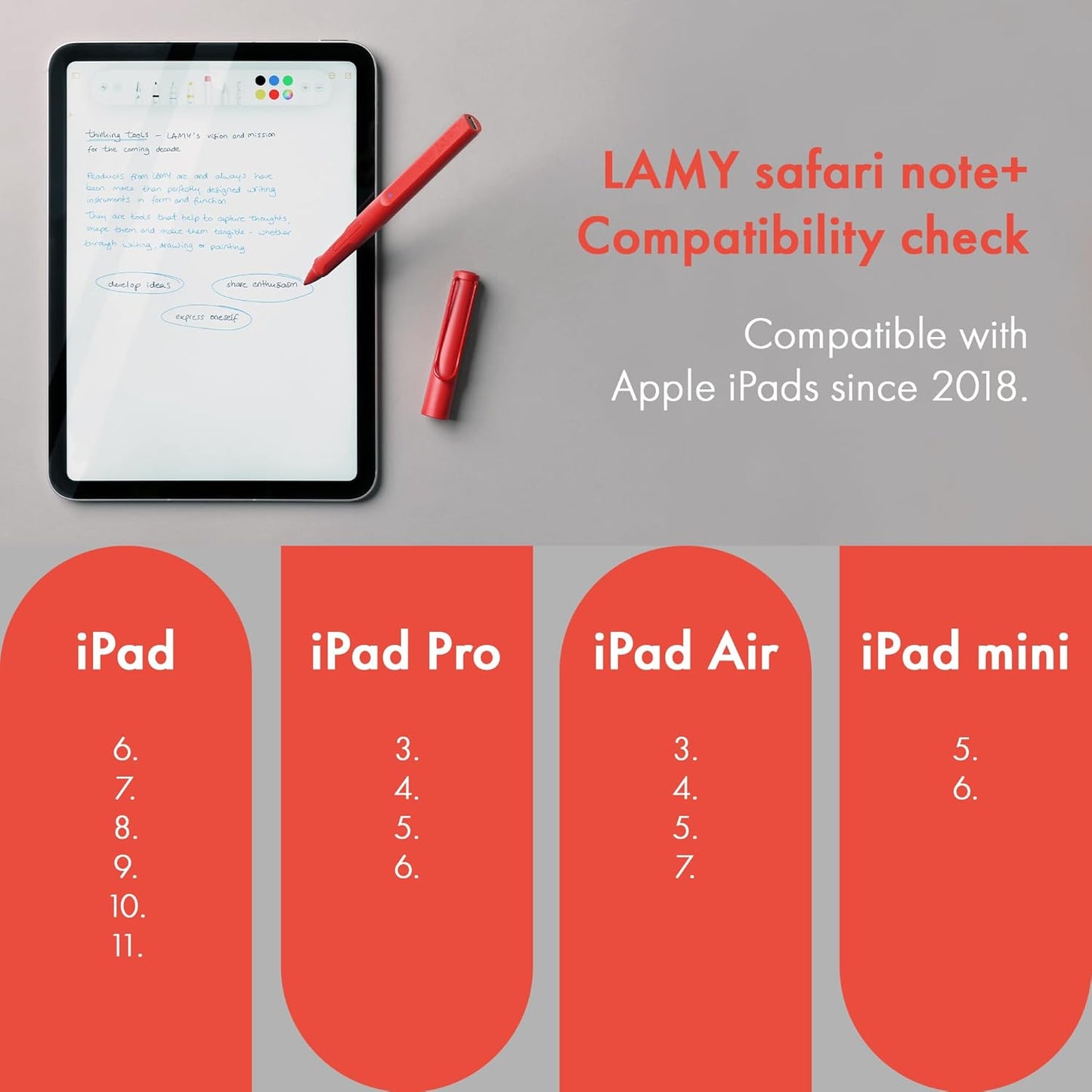 LAMY Safari Note+ Steel Black iPad Pen - Stylus Pen with Palm Rejection, tilt Sensitivity & Ergonomic Grip - Compatible with Various iPad Models & Generations - up to 10 Hours Battery Life
