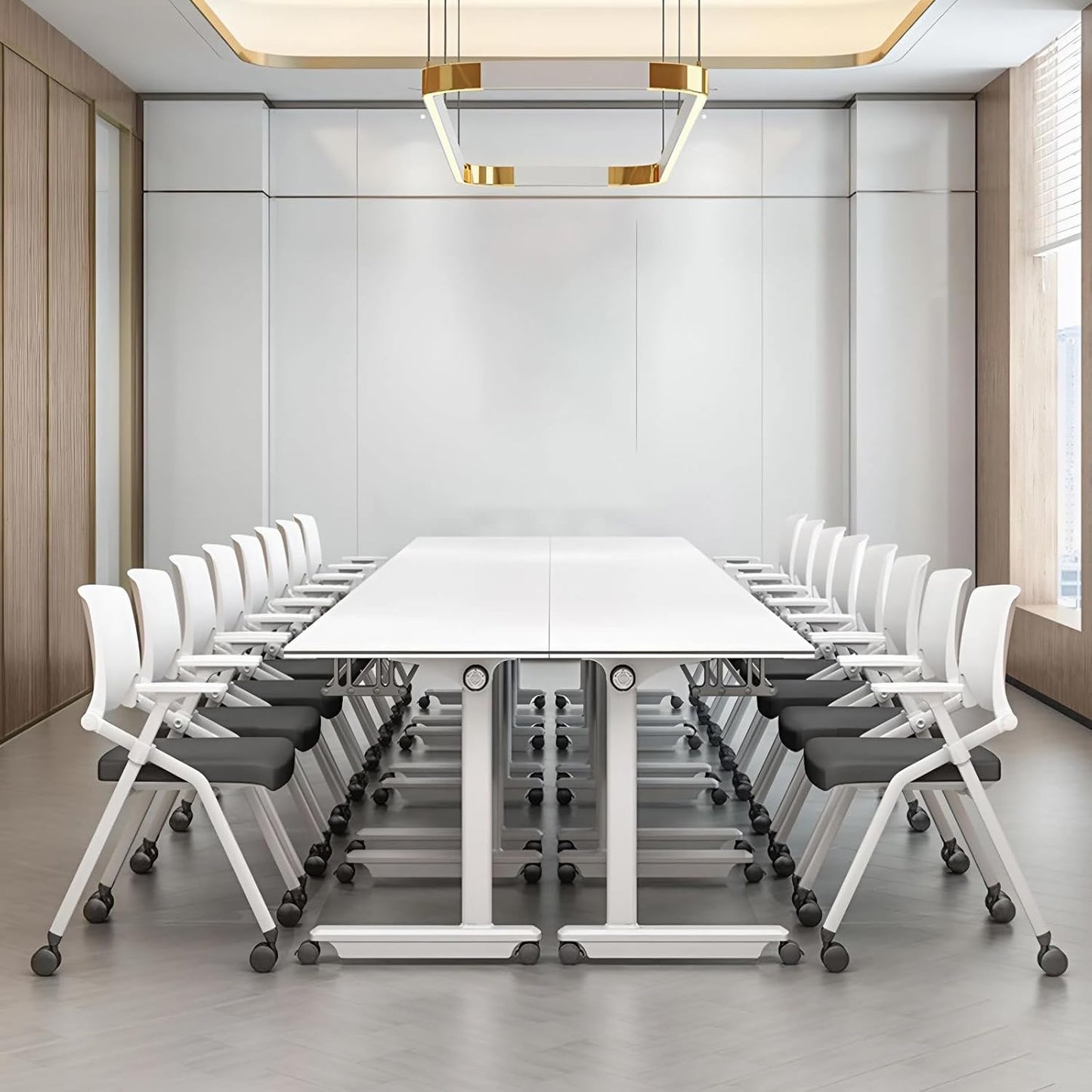 4Pack Conference Room Table, Folding Conference Table for Office Classroom, Mobile Training Tables with Casters Silent Wheels, Large Rectangular Convertible Modular Seminar Tables (L63in)