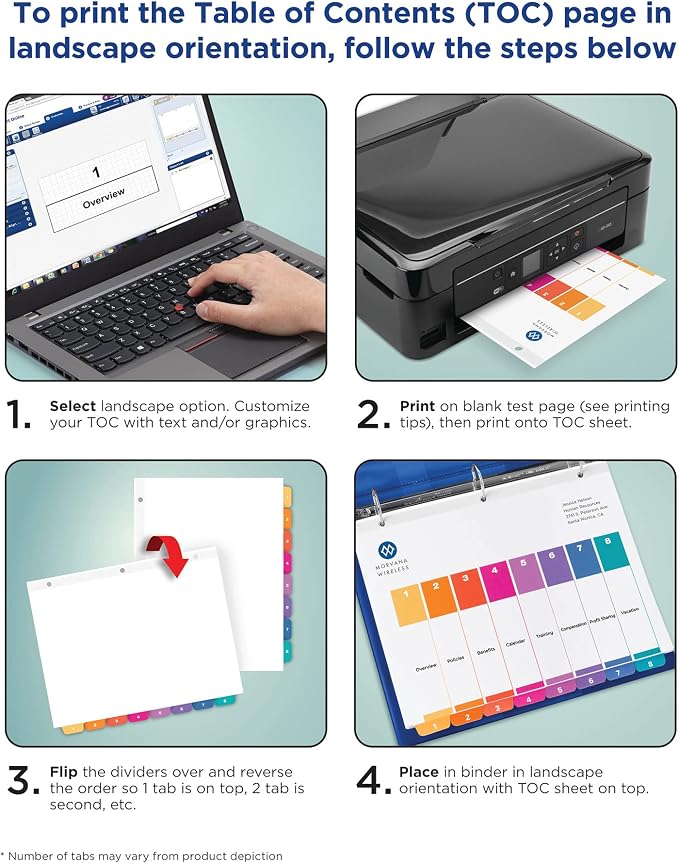 Avery 15 Tab Dividers for 3 Ring Binders, Customizable Table of Contents - Image 7