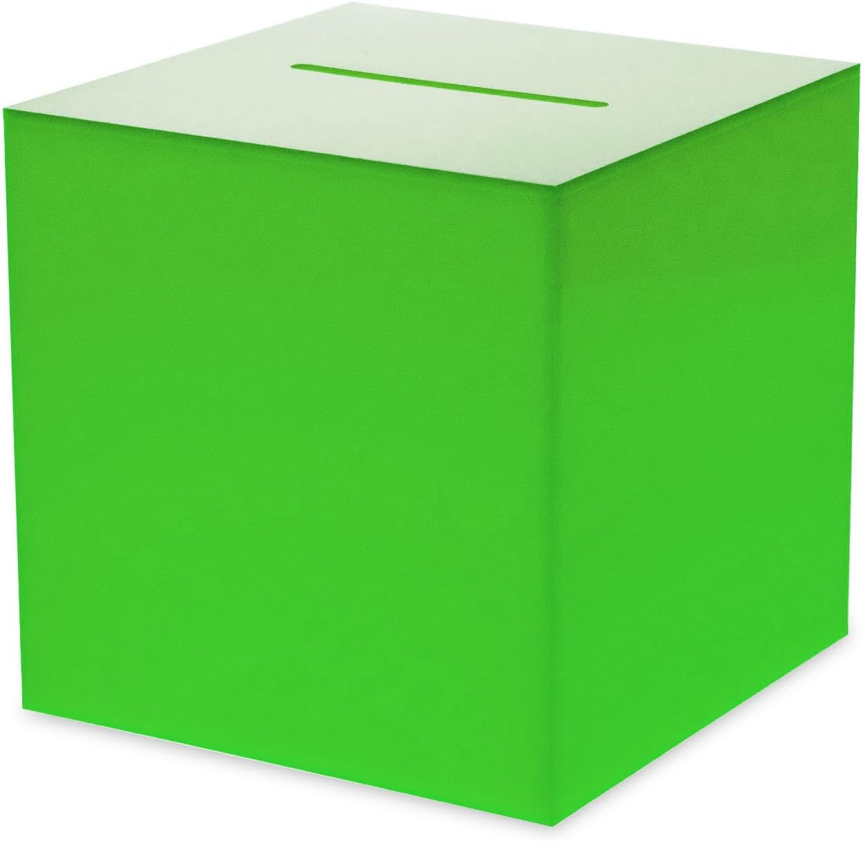 Source One Premium Acrylic Cube Donation Box with Deluxe Rear Open Door and Cam Lock Suggestion Box (6 Inch, Green)